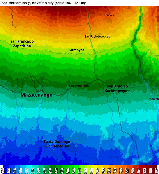Zoom OUT 2x San Bernardino, Guatemala elevation map