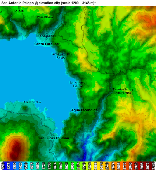 Zoom OUT 2x San Antonio Palopó, Guatemala elevation map