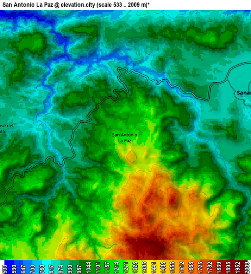 Zoom OUT 2x San Antonio La Paz, Guatemala elevation map