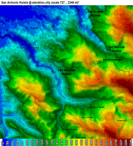 Zoom OUT 2x San Antonio Huista, Guatemala elevation map