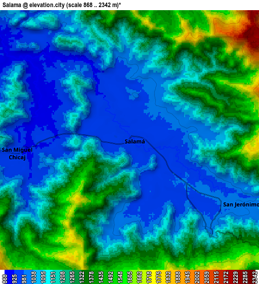 Zoom OUT 2x Salamá, Guatemala elevation map