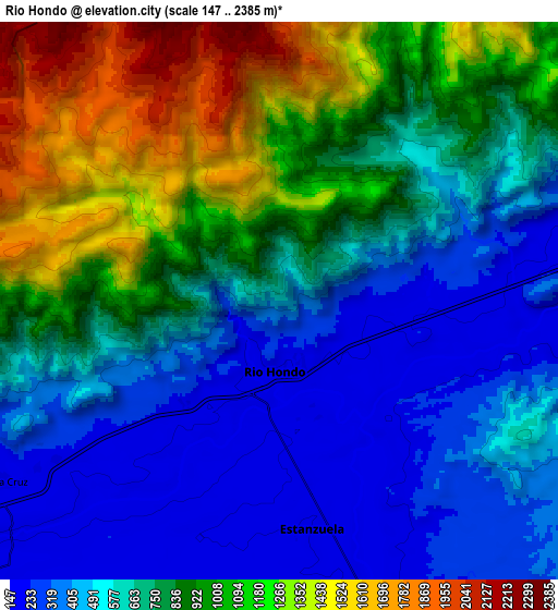 Zoom OUT 2x Río Hondo, Guatemala elevation map