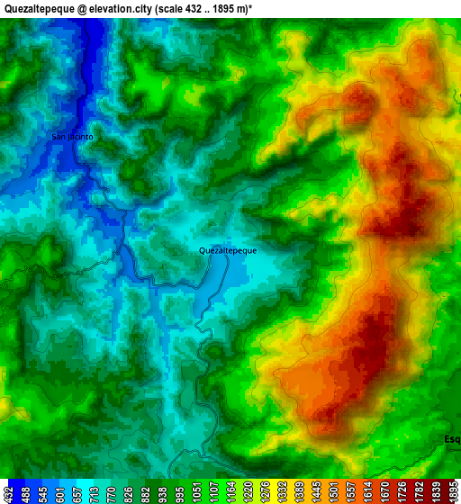 Zoom OUT 2x Quezaltepeque, Guatemala elevation map