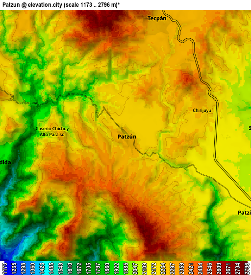Zoom OUT 2x Patzún, Guatemala elevation map