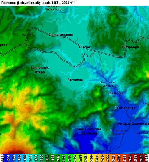 Zoom OUT 2x Parramos, Guatemala elevation map
