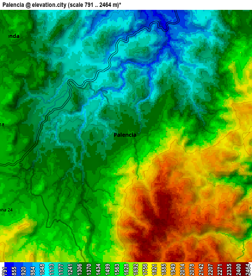 Zoom OUT 2x Palencia, Guatemala elevation map