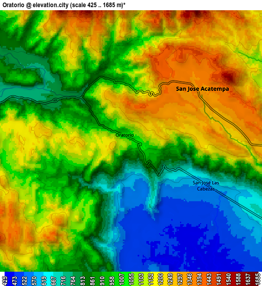 Zoom OUT 2x Oratorio, Guatemala elevation map