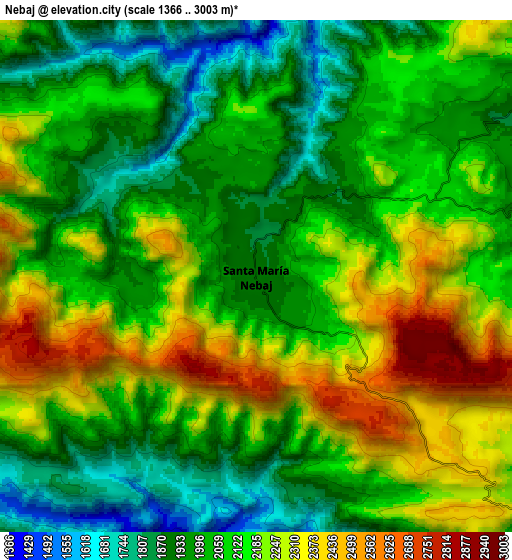Zoom OUT 2x Nebaj, Guatemala elevation map