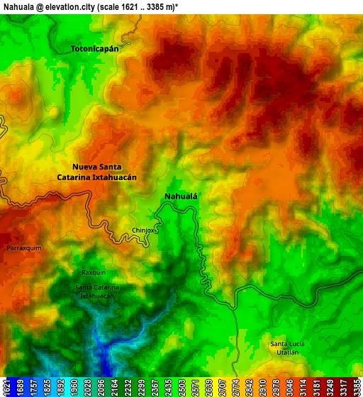 Zoom OUT 2x Nahualá, Guatemala elevation map