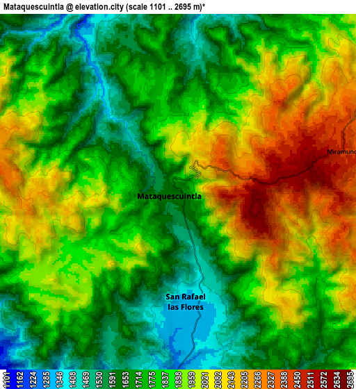 Zoom OUT 2x Mataquescuintla, Guatemala elevation map