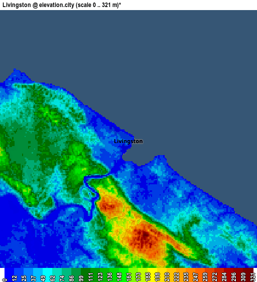 Zoom OUT 2x Lívingston, Guatemala elevation map