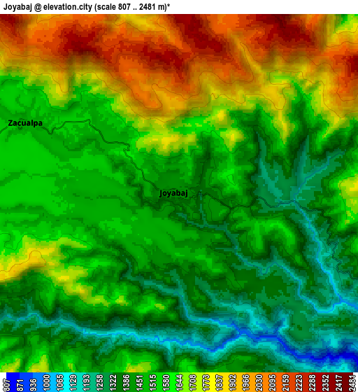 Zoom OUT 2x Joyabaj, Guatemala elevation map