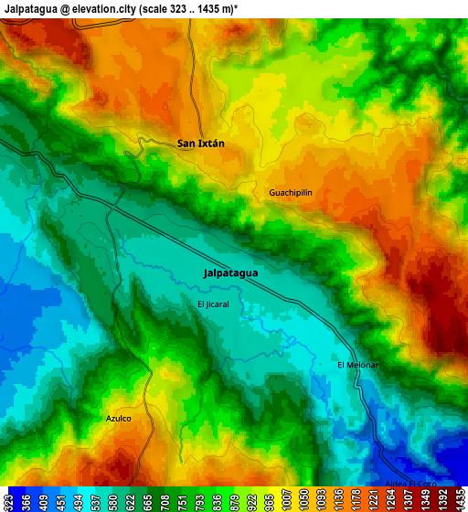 Zoom OUT 2x Jalpatagua, Guatemala elevation map