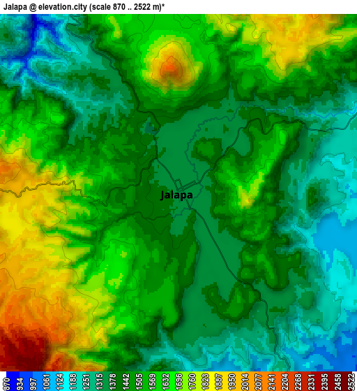 Zoom OUT 2x Jalapa, Guatemala elevation map