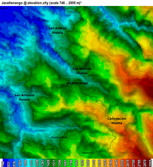 Zoom OUT 2x Jacaltenango, Guatemala elevation map