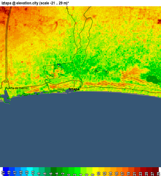 Zoom OUT 2x Iztapa, Guatemala elevation map