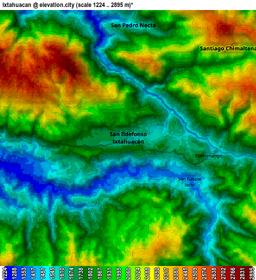 Zoom OUT 2x Ixtahuacán, Guatemala elevation map