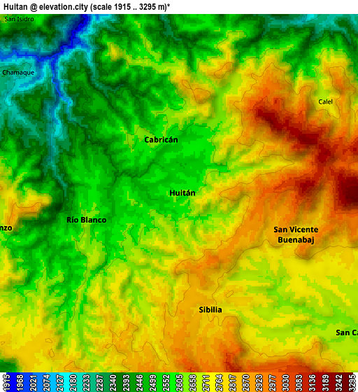 Zoom OUT 2x Huitán, Guatemala elevation map