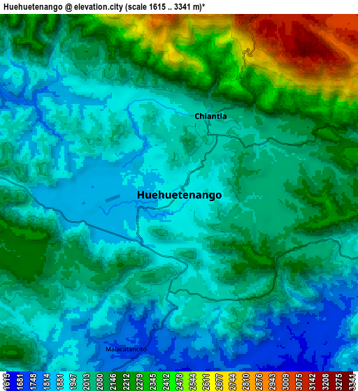 Zoom OUT 2x Huehuetenango, Guatemala elevation map