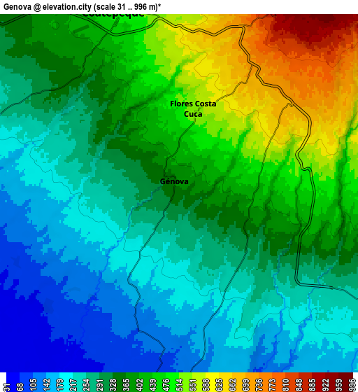 Zoom OUT 2x Génova, Guatemala elevation map