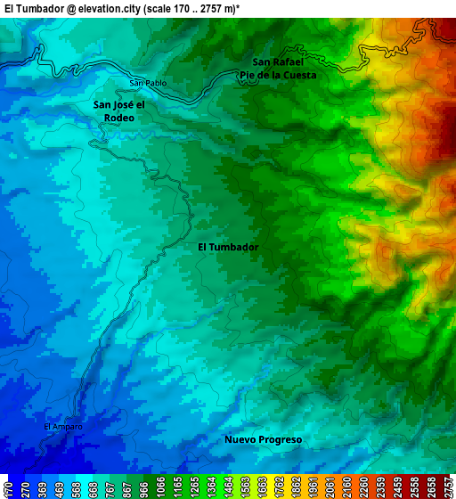 Zoom OUT 2x El Tumbador, Guatemala elevation map