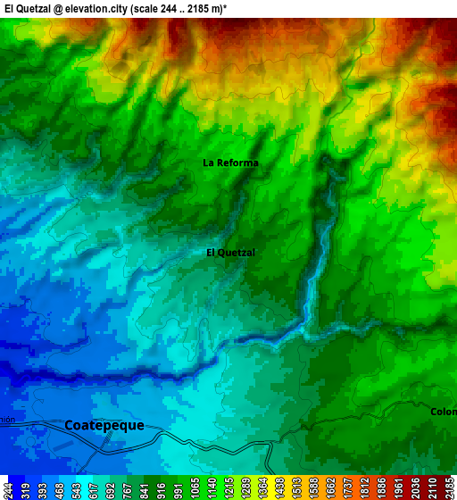 Zoom OUT 2x El Quetzal, Guatemala elevation map