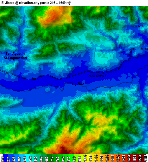 Zoom OUT 2x El Jícaro, Guatemala elevation map