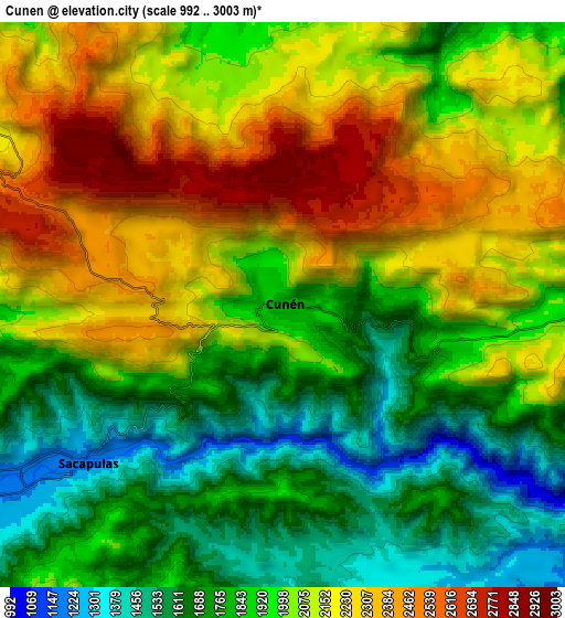 Zoom OUT 2x Cunén, Guatemala elevation map