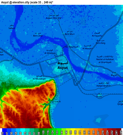 Zoom OUT 2x Asyūţ, Egypt elevation map
