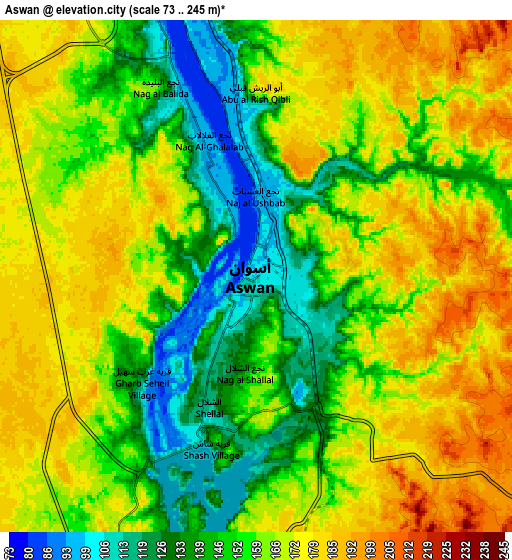 Zoom OUT 2x Aswan, Egypt elevation map