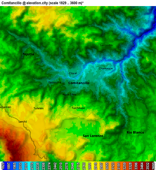 Zoom OUT 2x Comitancillo, Guatemala elevation map