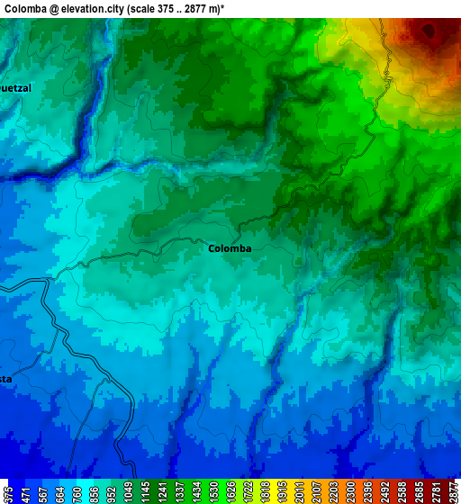 Zoom OUT 2x Colomba, Guatemala elevation map