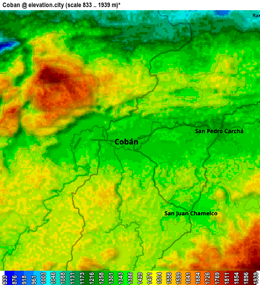 Zoom OUT 2x Cobán, Guatemala elevation map