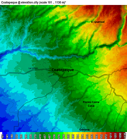 Zoom OUT 2x Coatepeque, Guatemala elevation map