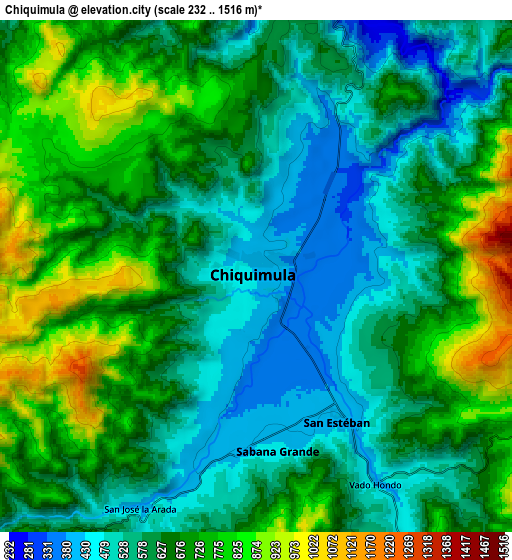 Zoom OUT 2x Chiquimula, Guatemala elevation map