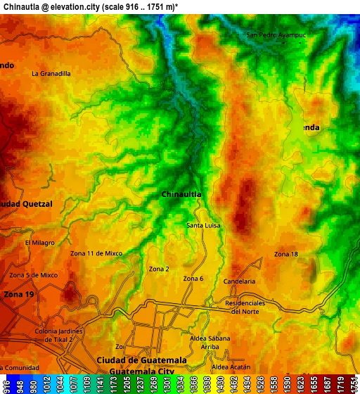 Zoom OUT 2x Chinautla, Guatemala elevation map