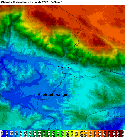 Zoom OUT 2x Chiantla, Guatemala elevation map