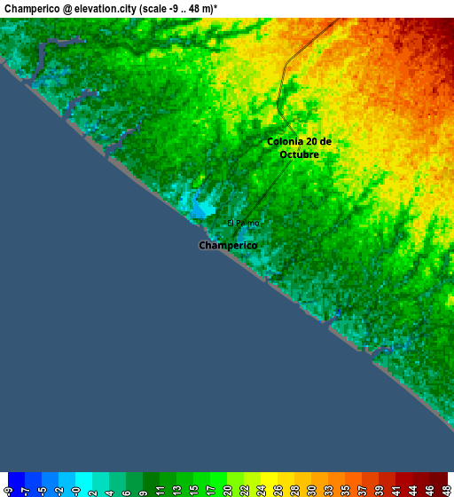 Zoom OUT 2x Champerico, Guatemala elevation map
