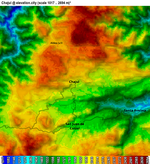 Zoom OUT 2x Chajul, Guatemala elevation map