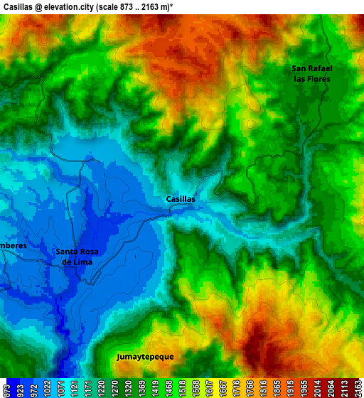 Zoom OUT 2x Casillas, Guatemala elevation map