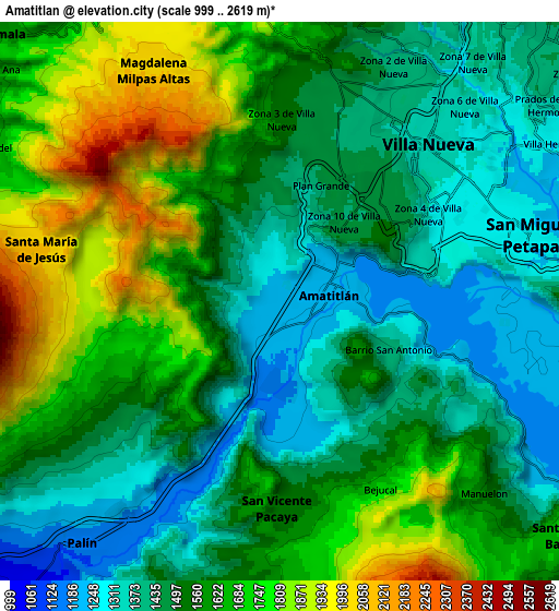 Zoom OUT 2x Amatitlán, Guatemala elevation map