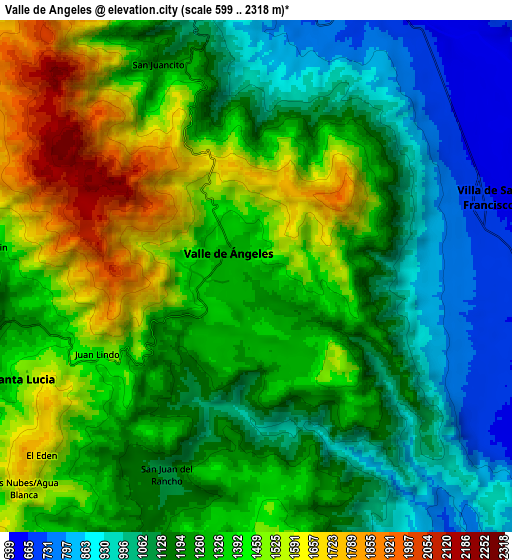 Zoom OUT 2x Valle de Ángeles, Honduras elevation map