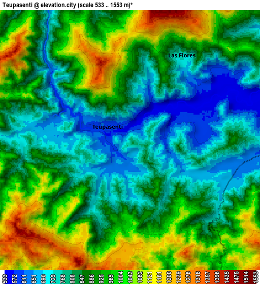Zoom OUT 2x Teupasenti, Honduras elevation map