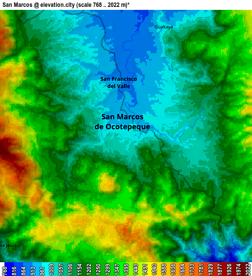 Zoom OUT 2x San Marcos, Honduras elevation map