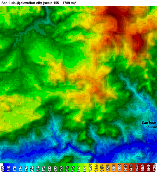 Zoom OUT 2x San Luis, Honduras elevation map