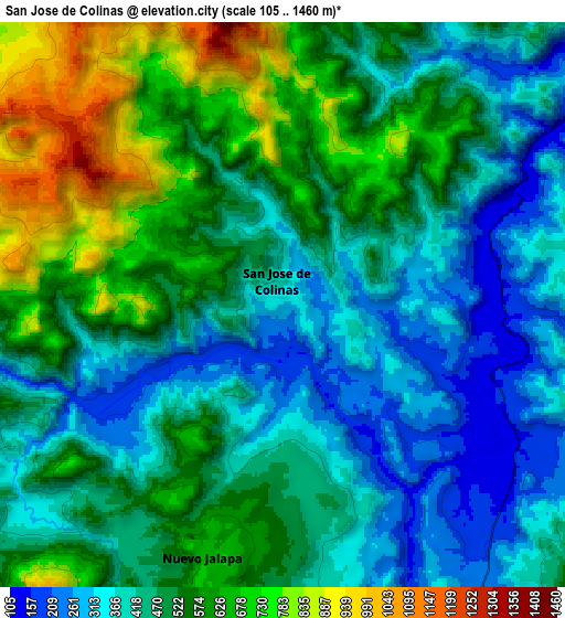 Zoom OUT 2x San José de Colinas, Honduras elevation map