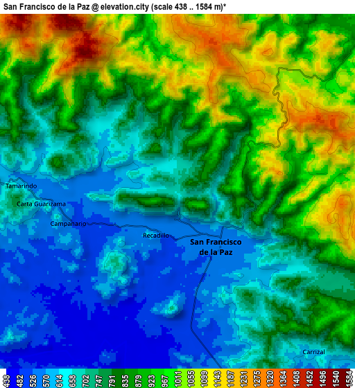 Zoom OUT 2x San Francisco de la Paz, Honduras elevation map