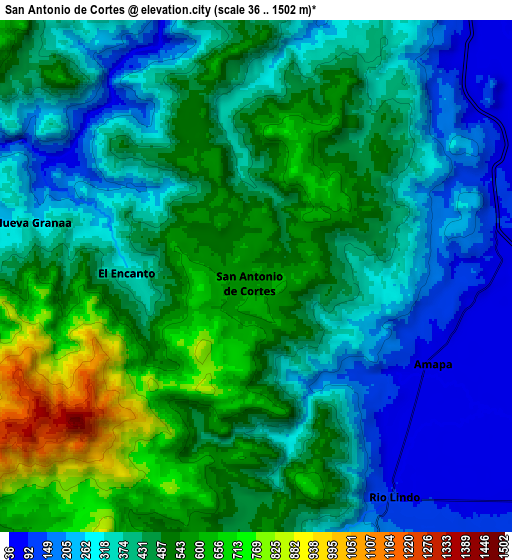 Zoom OUT 2x San Antonio de Cortés, Honduras elevation map