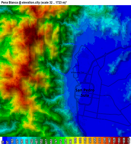 Zoom OUT 2x Peña Blanca, Honduras elevation map