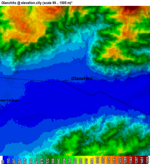 Zoom OUT 2x Olanchito, Honduras elevation map